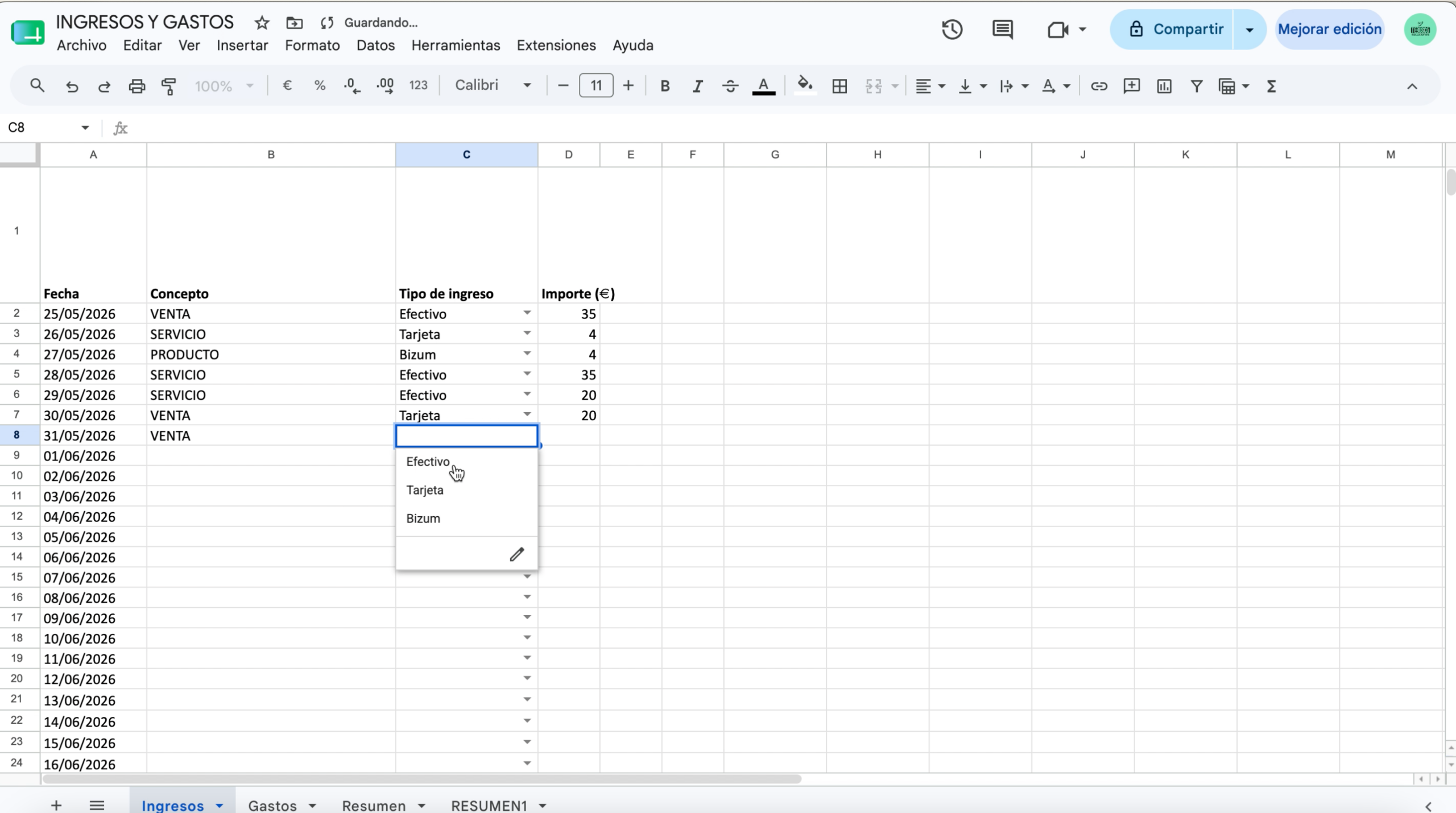 INGRESOS Y GASTOS FORMATO .xlsx - Imagen 2