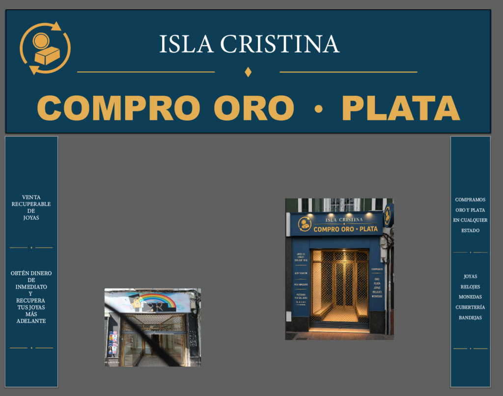 ESCAPARATE COMPLETO COMPRO ORO ISLA CRISTINA